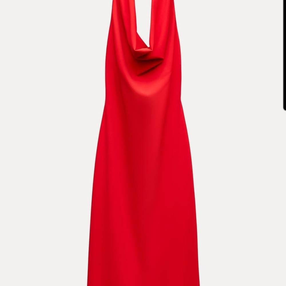 Zara Red Midi Backless Dress